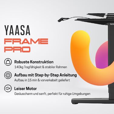 Рамка Yaasa Frame S для столу, регулювання висоти | USB-порт | 2-х рівневий телескопічний механізм | Блокування клавішами (Білий) | Чорний (Pro)