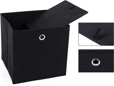 Коробка для зберігання SONGMICS, 6 шт., складна коробка, складаний органайзер, з отвором для пальців, 30 x 30 x 30 см, чорний RFB02H-3
