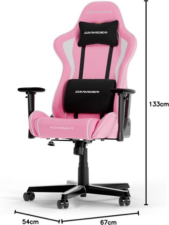 Ігрове крісло DXRacer FORMULA L ПВХ шкіра (рожевий/білий)