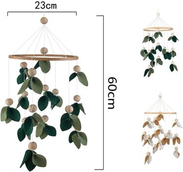 Дитяче ліжечко Сари Дюк, мобільний дзвіночок, 3D листя, дерев'яне дитяче ліжечко для маленьких дівчаток, підвіска для дитячого ліжечка, декор для дитячої кімнати (зелений)