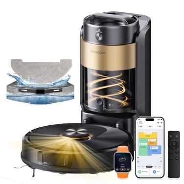 Робот-пилосос Proscenic Q20Plus з функцією миття, 10000Pa, 200хв, бездротовий, самостійна очистка, 3-в-1 для тварин, килимів, твердих поверхонь, чорний