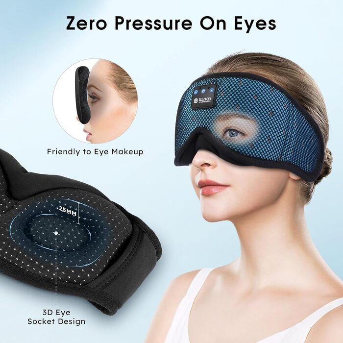 Маска для сну LOVE EYE 3D, для тих, хто спить на боці, чоловіча та жіноча, дихаюча, блокує світло (Блакитна)