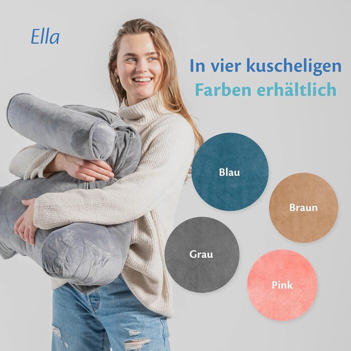 Подушка для читання Ella Lesekissen для ліжка та дивана з знімною подушкою для шиї - подушка для спини - подушка для читання з піною з пам'яті з підлокітниками, ідеально підходить для читання, перегляду телевізора, лінощів або як підтримка спини - сіра