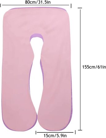 Наволочка для вагітних SHANNA, наволочка для вагітних з бавовни u-подібної форми 80 * 155 см (фіолетовий рожевий)