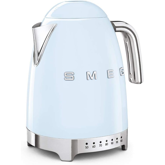 Електричний чайник Smeg KLF04PBEU 1,7L з регулюванням температури, фільтр від накипу, індикатор рівня води, 2400W, пастельно-блакитний