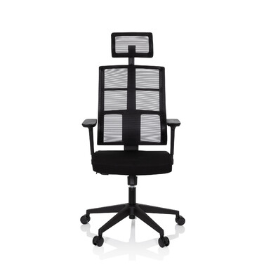 Офісне крісло / Крісло на коліщатках SPINIO PRO з сітчастою/тканинною оббивкою, чорного кольору, hjh OFFICE