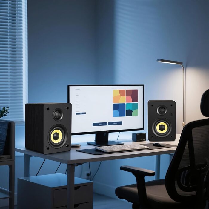 Sanyun SW206: 4-дюймові Hi-Fi колонки з підсилювачем 80W, Bluetooth 5.4, USB DAC, для програвачів, TV, PC. Білий колір