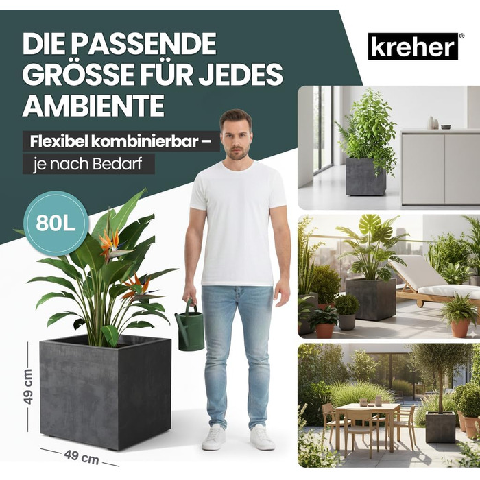 Плантажер Kreher XL Millennium: набір кольорів, імітація натурального каменю, 80 літрів, пластик