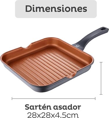 Сковорода-гриль San Ignacio Bronze 28x28 см з антипригарним покриттям, алюміній, для всіх плит