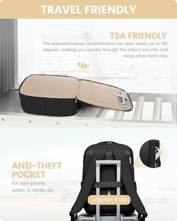 LOVEVOOK Рюкзак для ручної поклажі, 40L, для подорожей, з відділенням для взуття та ноутбука 17 дюймів, водонепроникний, для жінок