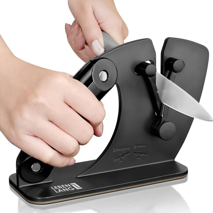 Точилка для ножів LEBENLANG Profi: 15-45 градусів, рухома V-подібна леза для грубого та тонкого заточування ножів та ножиць | Професійна точилка для ножів