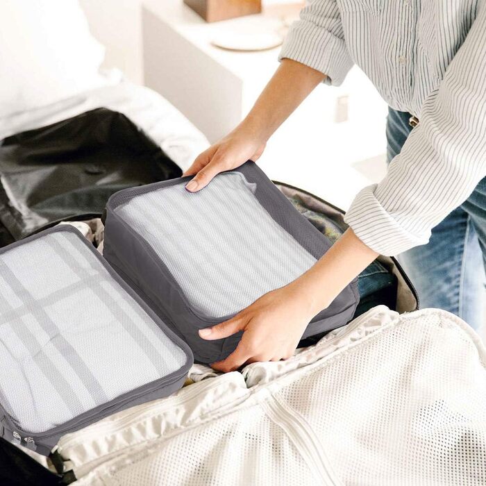 Набір органайзерів для валізи та подорожей, водонепроникні пакувальні куби для одягу, 12 шт, сірі