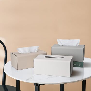 Склянка для серветок KingFOM з PU шкіри, бежевого кольору, прямокутна - для офісу, авто, дому