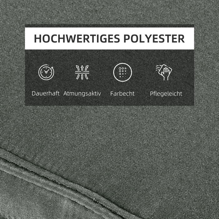 Подушка для шезлонга Outsunny, м'яка підстилка для саду з подушкою для голови, знімний чохол, сірого кольору, 198 x 53 x 5 см. Тільки подушка.