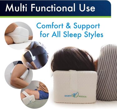 Ортопедична подушка під коліно з memory foam - для болю в спині, ішіасу, сну на боці. З інструкцією від лікарів. Біла.