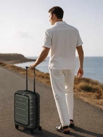 Набір валіз Smartbox Hartschalen 3 шт. | Розширювані, з TSA-замком, з відділенням для ноутбука | Olive (Оливковий), S (55 см)