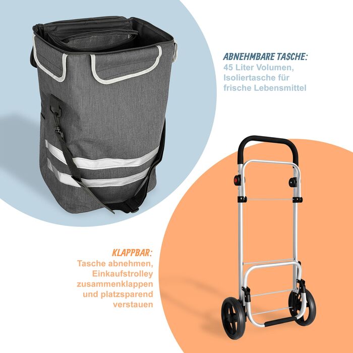 Складаний візок для покупок Relaxdays, об'єм 45 л