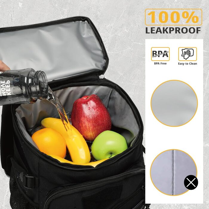 Тактичний ізольований рюкзак-холодильник 25L – чорний, водонепроникний, для роботи, відпочинку, кемпінгу та походів