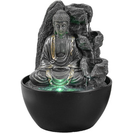 Розслаблюючий Будда Критий фонтан Водоспад Прикраса Дзен Фен-Шуй Щасливий талісман ідея подарунка Розумний і корисний Невелика ціна Настільний фонтан зі світлодіодним підсвічуванням H 18 см Revata Zen'Light