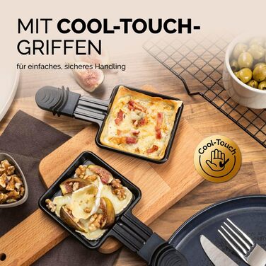 GOURMETmaxx Ракуле-Фондю 2-в-1 на 8 осіб | Ракуле-Фондю комбінація з 8 сковородами, лопатками та виделочками | Ідеально для вечірок | Ракуле та Фондю для 8 осіб