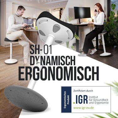 Офісний стілець Vina Home® SH-01: ергономічний, регульований, з сертифікатом IGR | Чорний (83 см)