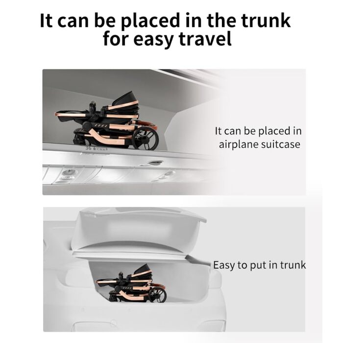 Дитяча коляска 3 в 1 Kinderwagen, 0-4 роки, компактна, складна, з автокріслом, аксесуари (біла)