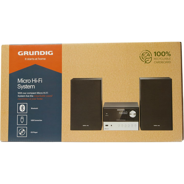 Мікросистема Grundig CMS 1050 DAB BT, CD/MP3, USB, 30 Вт RMS, чорний/сріблястий