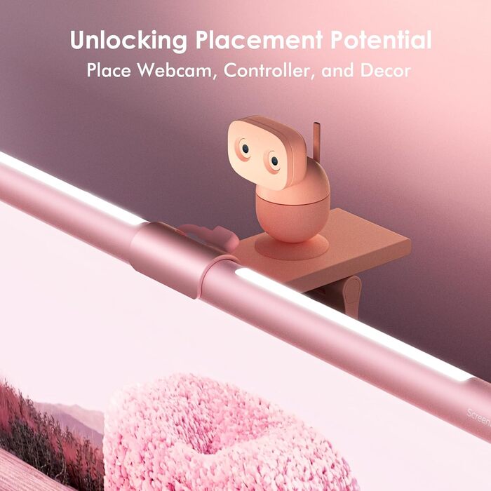 Quntis Лампа для монітора з підсвічуванням 51 см з пультом, захист від синього світла, регулювання яскравості, для ПК, офісу та дому (ScreenLinear Glow Rosa)