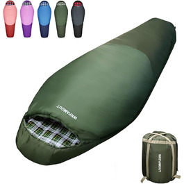Туристичний спальний мішок WKFAMOUT Flanell 500GSM, -12℃ до 0℃, зимовий, для дорослих і дітей, 3-4 сезони, машінне прання, для кемпінгу та подорожей