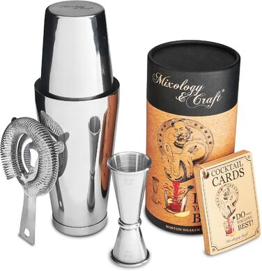 Набір для приготування коктейлів Mixology & Craft Cocktail Set: шейкер, барний аксесуар, сріблястий