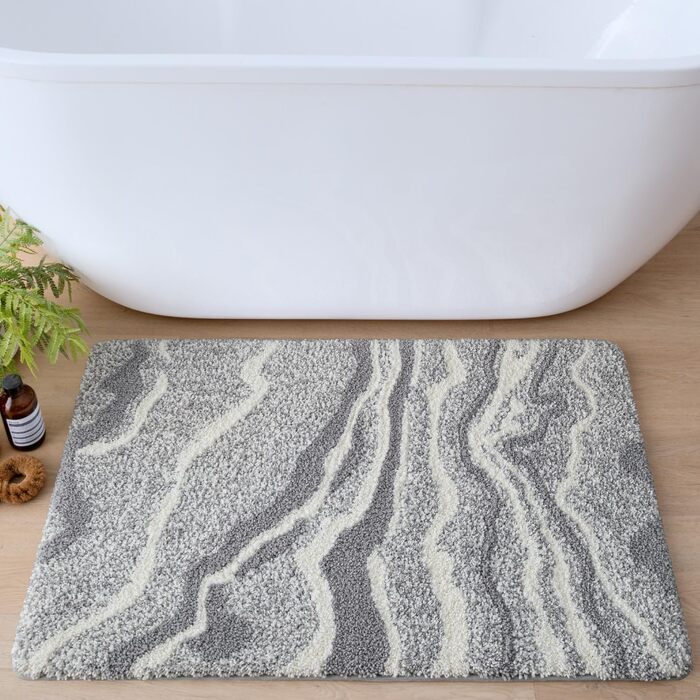 Килимок для ванної кімнати DEXI, 44 x 76 см, сірий. Нековзкий, швидковисихаючий, з мікрофібри. Килимок для душу, ванни, пральні.