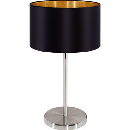Підвісний світильник EGLO Maserlo, текстильний підвісний світильник на 2 полум'я, овальний підвісний світильник зі сталі та тканини, колір матовий нікель, чорний, золотий, цоколь E27, L 78 см (настільна лампа)