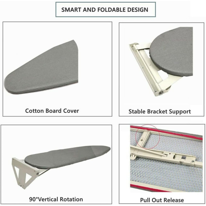 Складна настінна прасувальна дошка Uyoyous для парової прасувальної станції, економія місця, 95 x 30 см