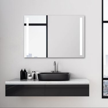 Дзеркало для ванної кімнати Talos Light LED 80x60 см з підсвічуванням, нейтральним білим світлом, алюмінієвою рамою, сучасний дизайн