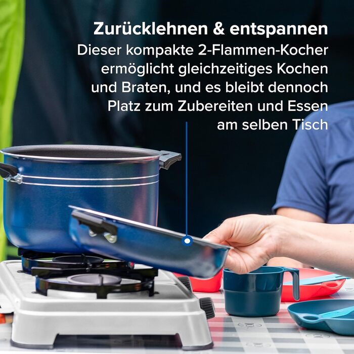 Газовий намет Campingaz Camping Cook CV - 2 конфорки, сірий, для кемпінгу, працює на картриджах