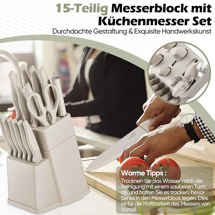 Набір ножів Homikit з підставкою: 6 стейк-ніжів, кухонні ножі, ніж для заточування, нержавіюча сталь, кухонний аксесуар