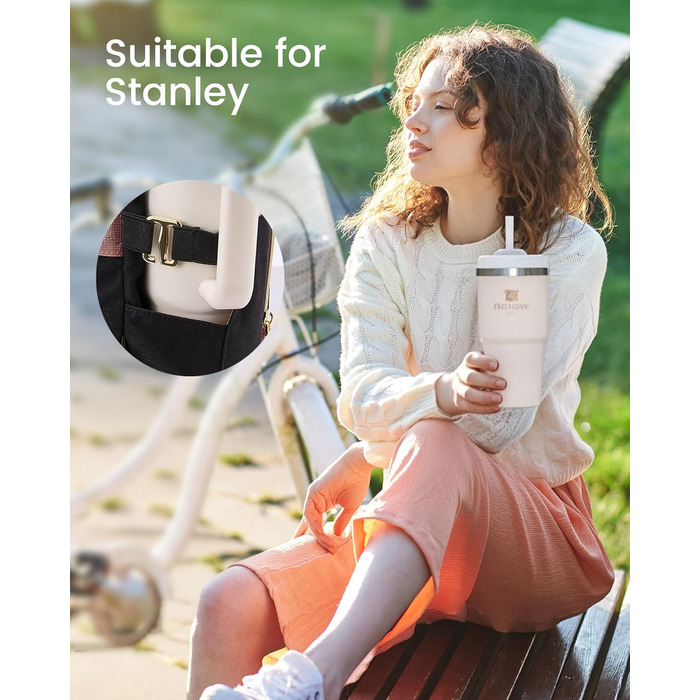 LOVEVOOK Рюкзак для жінок 15.6 дюймів, рюкзак для школи, підлітки, велика кишеня для пляшки, елегантний рюкзак для подорожей, сумка для навчання, універсальна шкільна сумка, водонепроникний рюкзак для роботи, подорожей, навчання, 15.6 дюймів, бежевий, чор