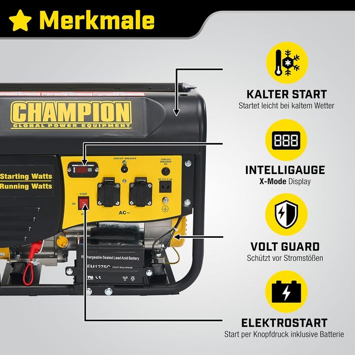 Генератор Champion Power Equipment Mighty Atom 9200i-EU (3500 Вт, бензин, інверторний) – для кемпінгу та відпочинку на природі
