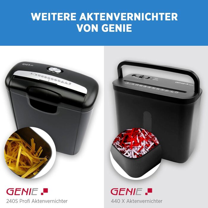 Шредер Genie 580XCD Plus: знищення документів, CD/DVD, карт, P-4, 21 л, чорний
