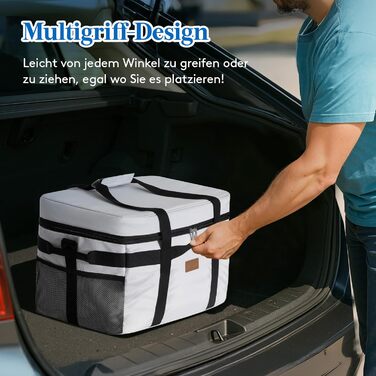 Термосумка-холодильник Lifewit 30л для пікніка, їжі та напоїв (Сріблясто-сіра) - Складана, ізольована сумка-холодильник для роботи, кемпінгу