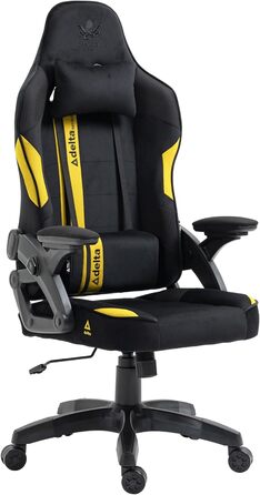 Ігрове крісло KRAKEN CHAIRS - чорно-жовте, ергономічне, для геймерів, вантажопідйомність 130 кг
