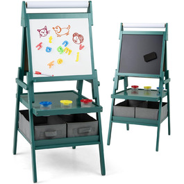 Дитяча мольберт DREAMADE 3 в 1: магнітна дошка, крейдяна дошка, рулон паперу, фарби та органайзери для творчості (від 3 років)