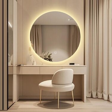 Круглий LED-дзеркало для ванної кімнати з підсвічуванням, 40 см, тепле світло