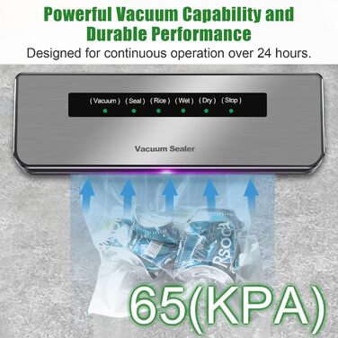 Вакууматор для продуктів 6 в 1, автоматичний вакуумний пакувальник для сухих та вологих продуктів з зовнішнім режимом вакуумування та набором з 20 пакетів