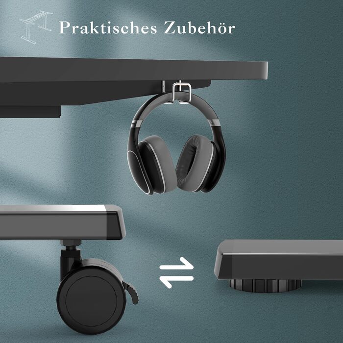 Електричний стіл JUMMICO з регулюванням висоти, з USB-роз'ємом та кабельною гондолою (білий/чорний)