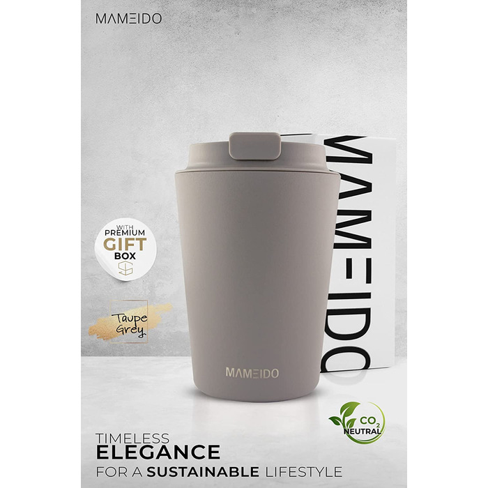 Термальна чашка MAMEIDO об'ємом 350 мл сіро-коричнева кавова чашка з нержавіючої сталі з подвійними стінками, герметична-Кружка Coffee to go