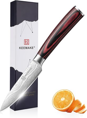 KEEMAKE Набір професійних кухонних ножів з нержавіючої сталі з захистом леза, гострі ножі шеф-кухаря та універсальні ножі для м'яса, овочів та риби (овочечистка 8.9 см)