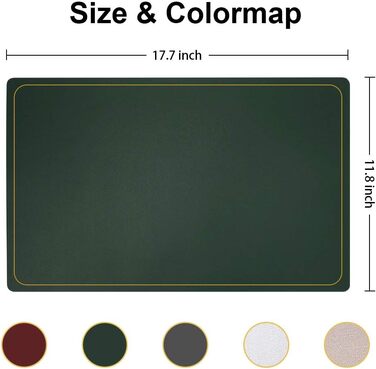 Зелені серветки на стіл, PU-шкіра, набір 6 шт, миючі, водонепроникні, антиковзні, для кухні та святкування