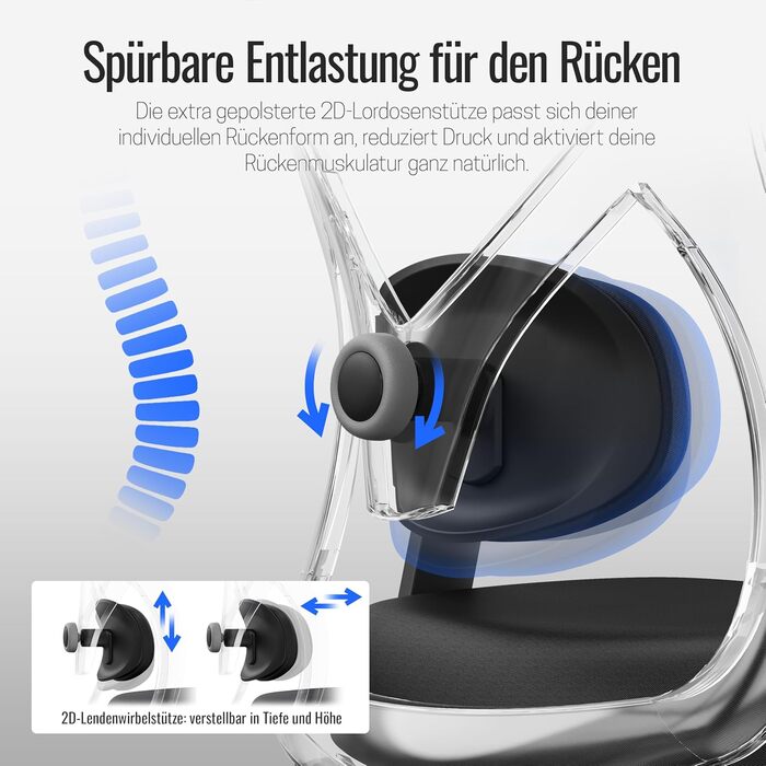 Yaasa Chair Plus: Ергономічне офісне крісло з підголівником, 2D-підтримкою попереку та 4D-підлокітниками. Переможець тесту! Чорний, до 150 кг.