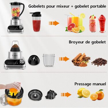 Кухонний комбайн Camic 1500W з мискою 2.5л, 6 програм, подрібнювач, нарізач, міксер – аксесуари, для дому (Silver-up)